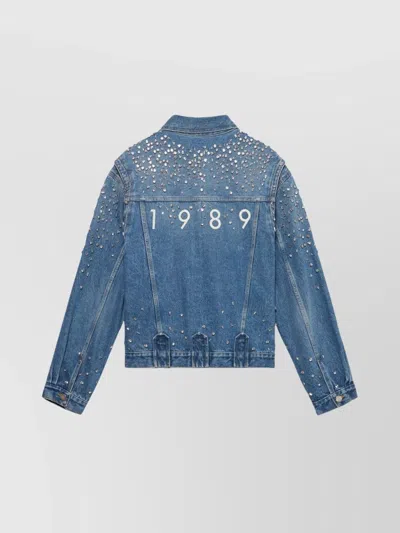 1989 Studio Denim Trucker Jacket Crystals Blue In Light Blue