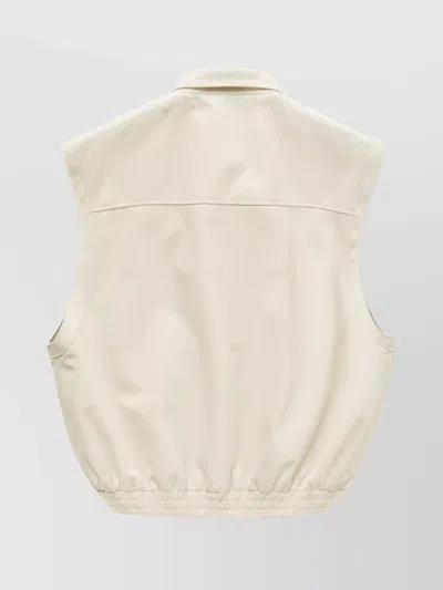 1989 Studio Light Cream Gabardine Zip Up Vest In Neutral