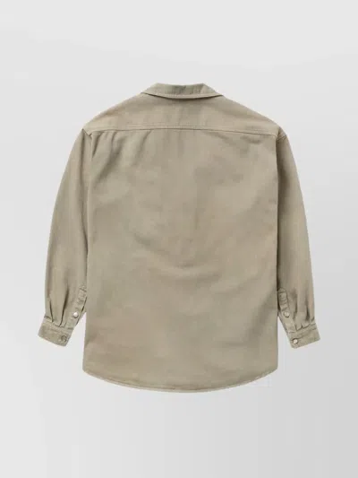 1989 Studio Light Brown Denim Overshirt In Gray