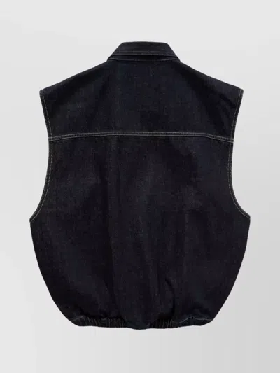 1989 Studio Dark Washed Denim Vest With Hidden Buttoning In Blue