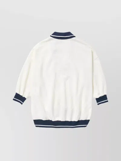 1989 Studio V-neck Sweatshirt Contrasting Collar In White