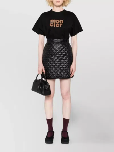 Moncler Quilted Black Skirt With Glossy Finish And Wrap Style