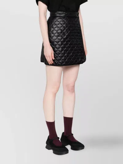 Moncler Quilted Black Skirt With Glossy Finish And Wrap Style
