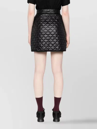 Moncler Quilted Black Skirt With Glossy Finish And Wrap Style