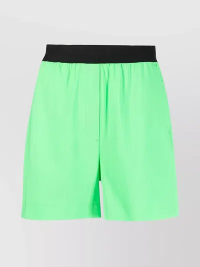 Msgm Waistband Elastic Pockets Side Bermuda In Green