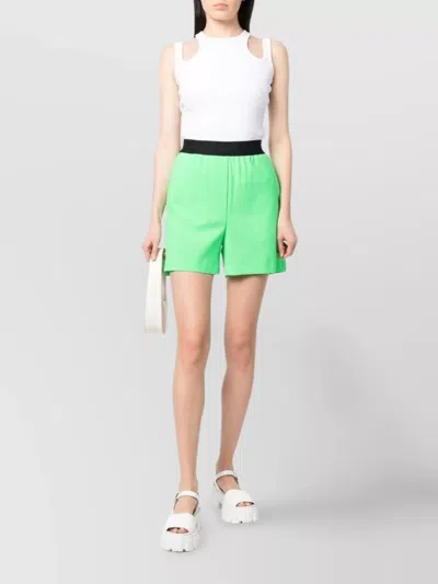 Msgm Waistband Elastic Pockets Side Bermuda In Green