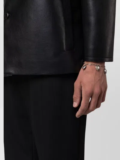 Saint Laurent Heart Charm Chain Link Bracelet In Metallic