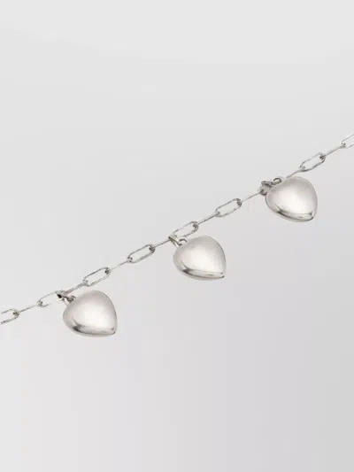 Saint Laurent Heart Charm Chain Link Bracelet In Metallic