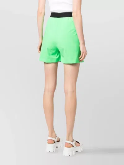 Msgm Waistband Elastic Pockets Side Bermuda In Green