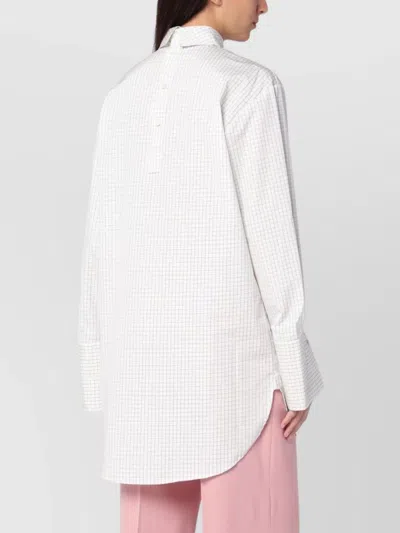Dries Van Noten White Checked Popeline Turtleneck Shirt In White