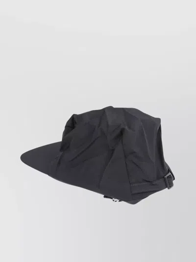 Issey Miyake Black Crinkled Texture Cap With Structured Brim In Black