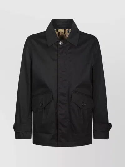 Ten C Collared Flap Pockets Adjustable Cuffs Jacket In Black