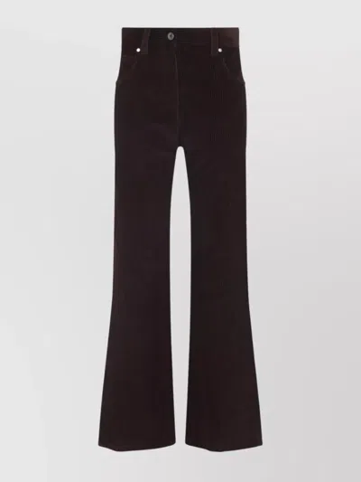 Brunello Cucinelli High-waisted Dark Red Corduroy Pants With Textured Rib Pattern In Brown