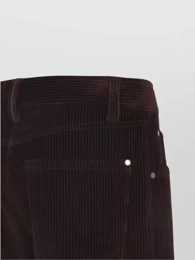 Brunello Cucinelli High-waisted Dark Red Corduroy Pants With Textured Rib Pattern In Brown