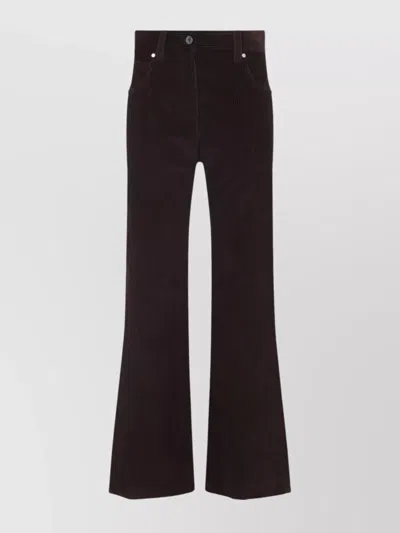 Brunello Cucinelli High-waisted Dark Red Corduroy Pants With Textured Rib Pattern In Brown