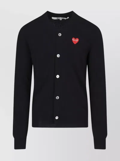 Comme Des Garçons Play Crewneck With Ribbed Cuffs And Hem In Black