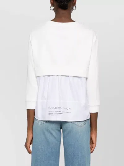 Elisabetta Franchi Fleece Top With Details In Poplin Fabric In White