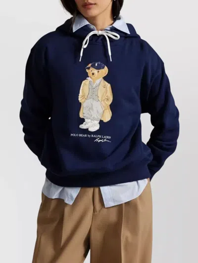 Polo Ralph Lauren Navy Blue Polo Bear Hoodie In Blue