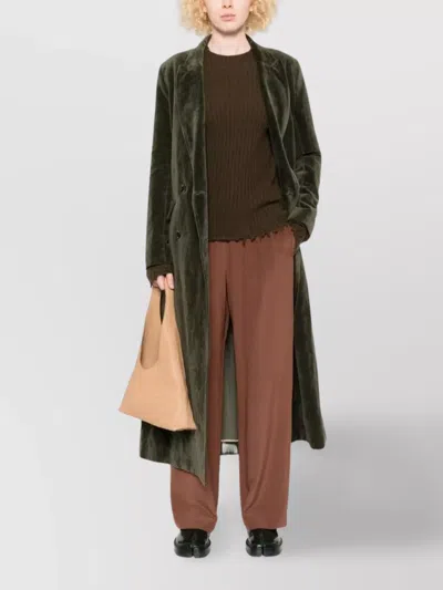 Uma Wang Ribbed Crewneck Knitwear Frayed Edges In Brown