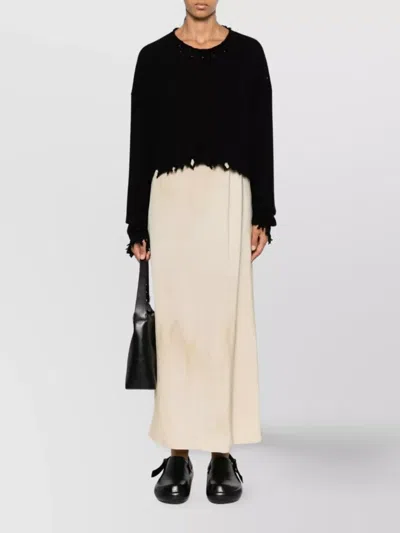 Uma Wang Cropped Ribbed Knitwear Top With Long Sleeves In Black