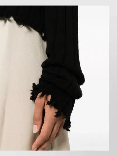 Uma Wang Cropped Ribbed Knitwear Top With Long Sleeves In Black