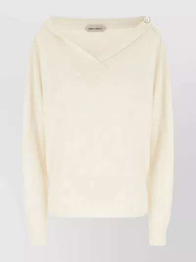 Alberta Ferretti Wool Sweater With Button Detail And Dropped Shoulders In Yellow