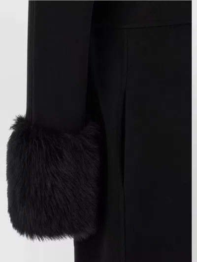Valentino Garavani Double-breasted Virgin Wool And Cashmere Coat With Shearling Inserts In Black