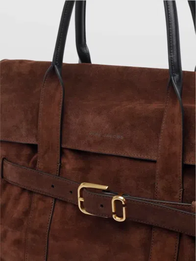 Marc Jacobs Buckle Double Handle Structured Suede Top In Brown