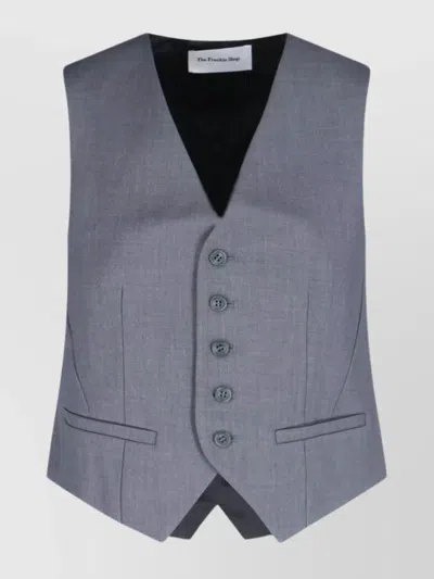 The Frankie Shop Gilet With Adjustable Back Strap And Asymmetrical Hemline In Gray