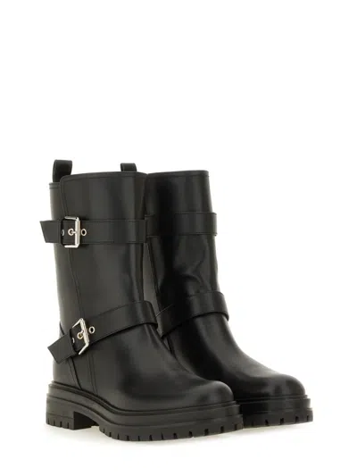 Gianvito Rossi Black Leather Biker Boots In Black