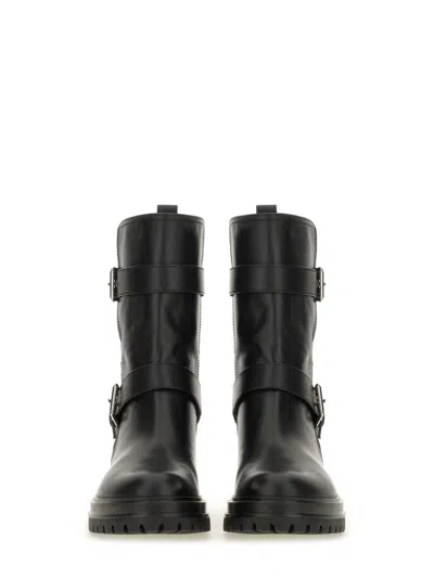 Gianvito Rossi Black Leather Biker Boots In Black