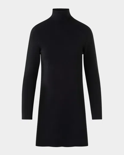 Akris Turtleneck Cashmere-silk Milano Knit Tunic Sweater In Black