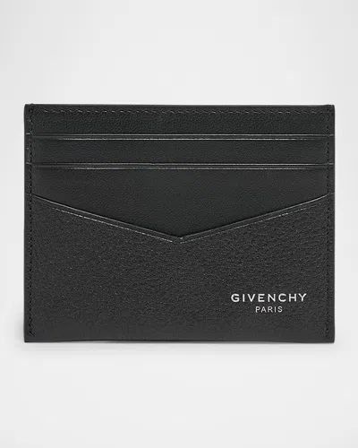 Givenchy Black Card Holder With V Detail And Logo Lettering On The Front In Leather Man In Black