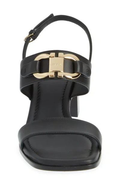 Ferragamo Sandals Block Heel Gancini Buckle In Black