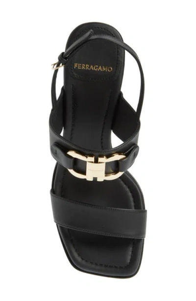 Ferragamo Sandals Block Heel Gancini Buckle In Black