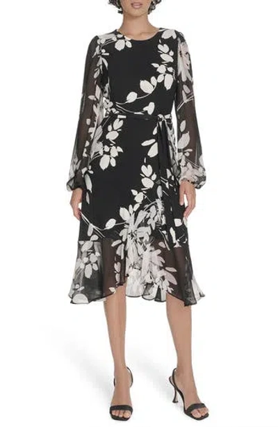 Tommy Hilfiger Women's Sheer Balloon Sleeve Dress In Multi