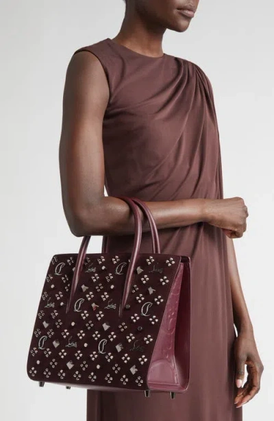 Christian Louboutin Paloma Medium Top-handle Bag In Suede With Loubinthesky Spikes