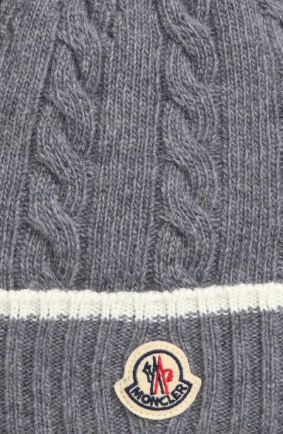 Moncler Stripe-trimmed Wool Beanie In Gray
