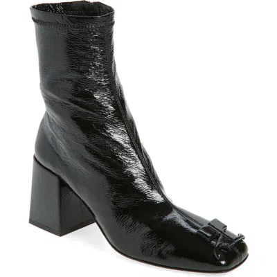 Courrèges Block Heel Ankle Boots With Crease Effect In Black