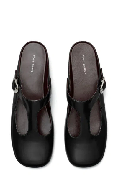 Tory Burch Violet T Strap Mules Perfect Black In Black