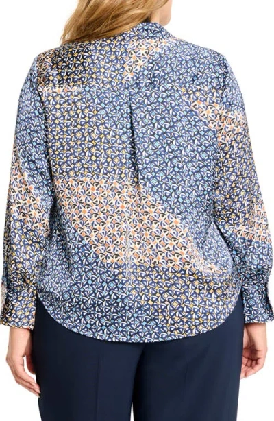 Nic + Zoe Nic+zoe Monogram Mix Button-up Top In Blue