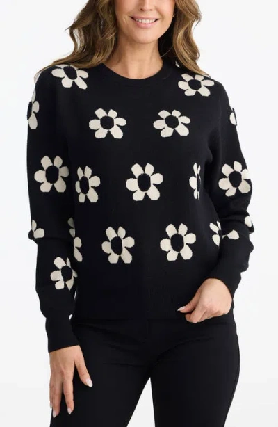 Brave + True Brave+true Flower Crewneck Sweater In Black