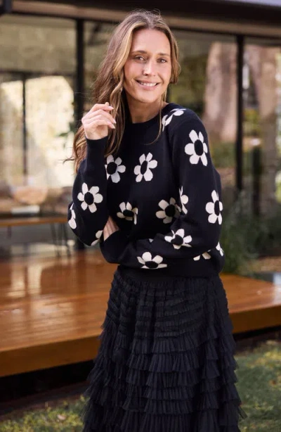 Brave + True Brave+true Flower Crewneck Sweater In Black