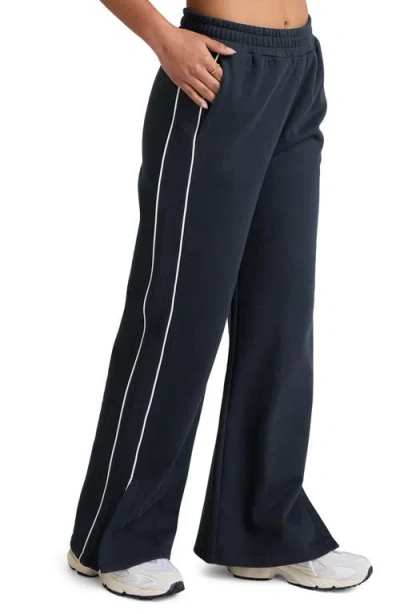 Beyond Yoga Luxefleece Piper Wide Leg Pants In Nocturnal Navy In Blue