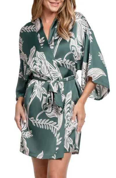 Midnight Bakery Women's Elowyn Soft Satin Sleepwear Robe In Green
