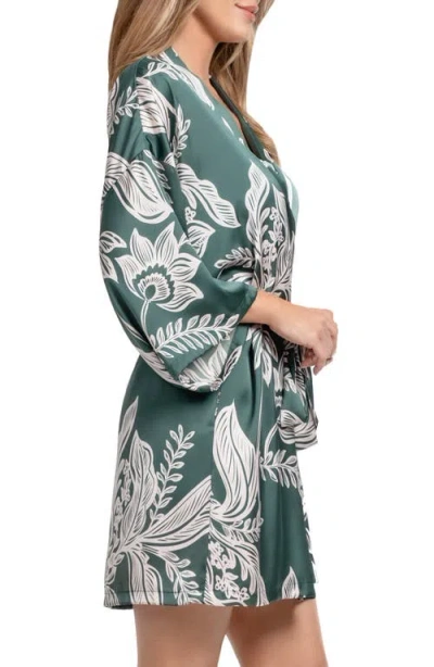 Midnight Bakery Women's Elowyn Soft Satin Sleepwear Robe In Green