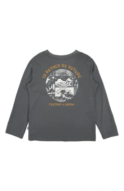 Feather 4 Arrow Kids' Outside Long Sleeve Graphic T-shirt In Gray