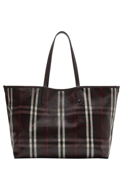 Burberry Womens Mahogany Medium Highlands Cotton-blend Tote Bag In Multi
