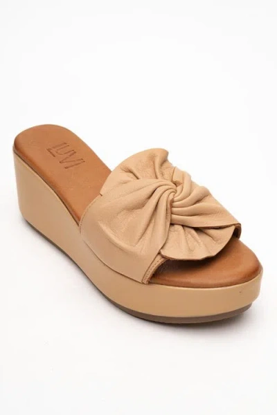 Forever & Always Shoes Syndra Bow Wedge Leather Sandal In Brown