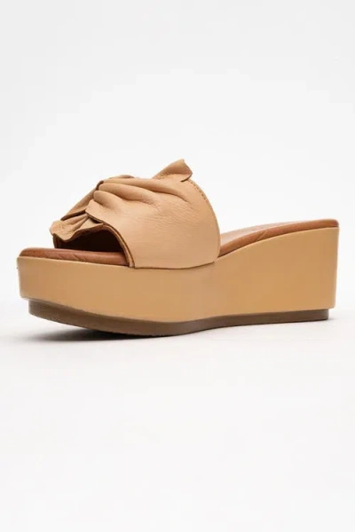 Forever & Always Shoes Syndra Bow Wedge Leather Sandal In Brown